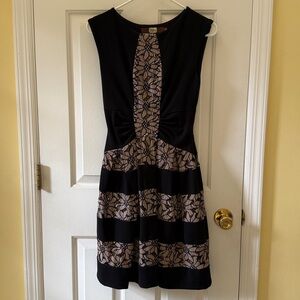 Eva Franco Black and Beige Lace Dress